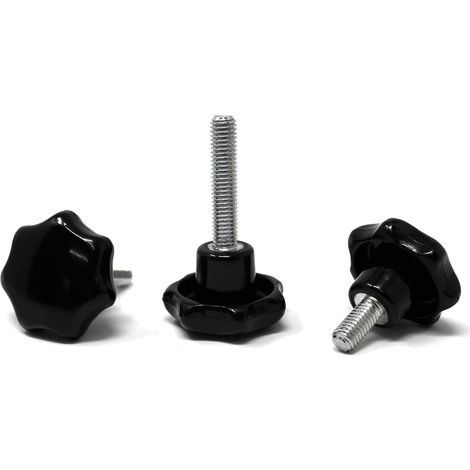 5 - Vis à tête étoile - Tige filetée M10 x 30 cm - Filetage extérieur DIN 6336 - Poignée en Duroplast et acier zingué - Pour mécanique et meubles - Noir - 50 cm (1/5)