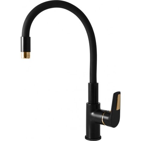 Mitigeur évier à mémoire de forme en laiton noir mat doré COLORADO H. 36 cm (1/4)
