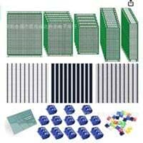 Kit di 104 pezzi per circuiti stampati a doppia faccia, schede prototipo PCB a doppia faccia, scheda di prototipazione PCB saldabile per progetti elettronici fai-da-te con Arduino.