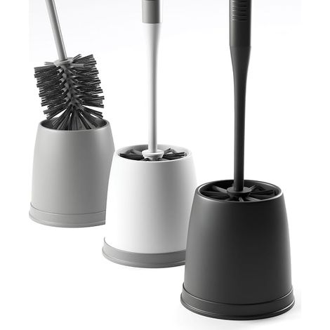 Toilet Brush with Reservoir - Black Toilet Brush Non-Slip Holder Bristles Design (1/5)