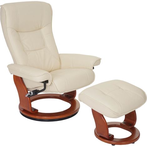 HHG – Fauteuil relax Hamilton en cuir véritable – Charge 130kg – Dimensions 105x86x82cm – Dossier réglable et tournant 360° (1/5)