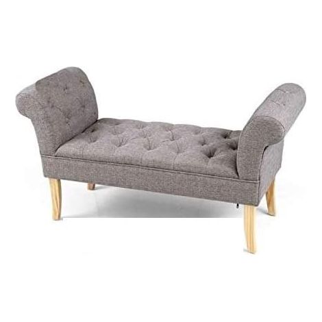Panca retrò in tessuto scendiletto grigio cm 103 x 40 x 60 h (1/2)