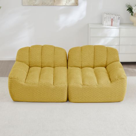 Divano modulare 2 posti senza struttura, forma a conchiglia, giallo, REDOM (1/5)
