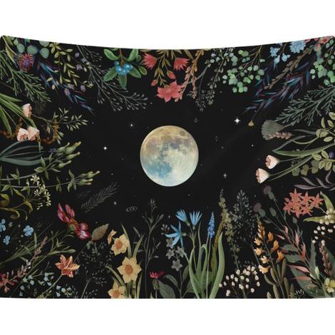 130x150cm Jardin au clair de lune Tenture Murale Tapisserie pour la Nature Décorations Couvrelit Courverture pour la Maison Salon Chambre Dortoir Décor