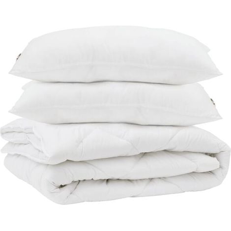 Ensemble couette et oreiller en duvet, ensemble 3 pièces, microfibre blanche. (1/5)