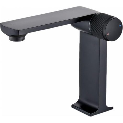 Robinet de salle de bains en laiton, robinet d'évier chaud et froid, robinet mitigeur, noir (1/5)