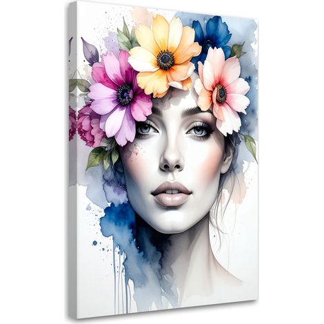Wandbild Frau mit Blumen auf dem Kopf 40x60 cm (1/5)