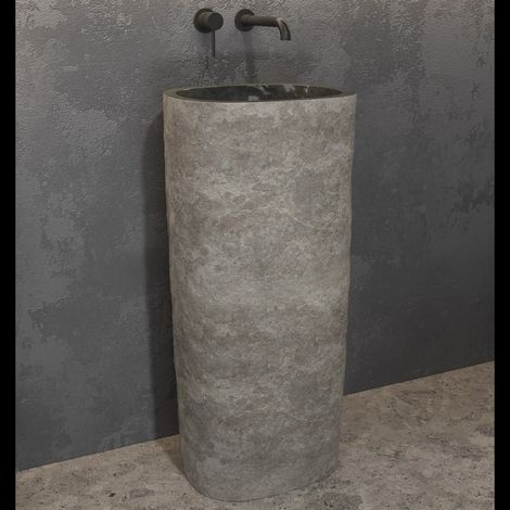 Lavabo da terra in pietra naturale grigia altezza 90 cm  kamalu