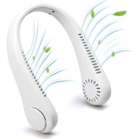 Ventilador portátil para el cuello,recargable con batería de 1200 mAh,oficina y exteriores,regalo para hombres y mujeres (blanco)