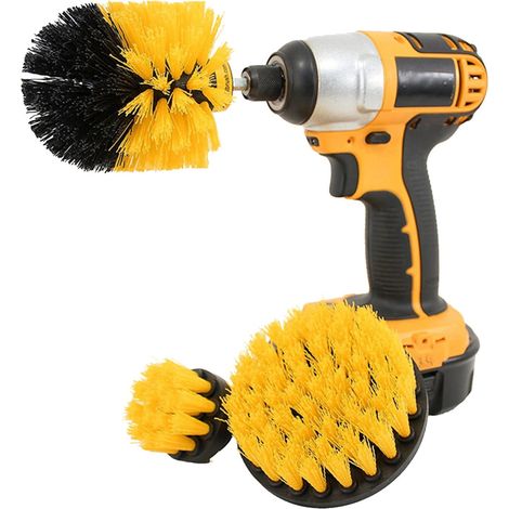 Brosse Pour Perceuse - Nylon - Pour Nettoyage Roues Baignoires Carrelages Salle De Bain - Lot De 3 (1/5)