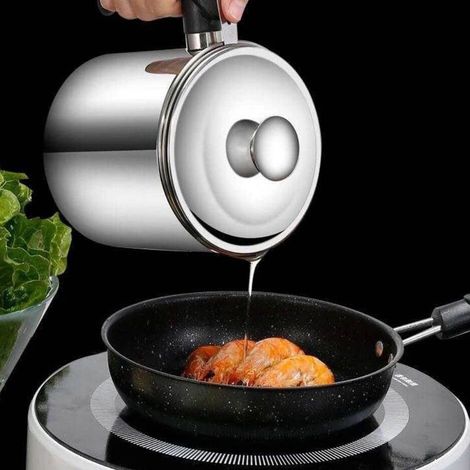 Pot À Huile En Acier Inoxydable - 1 3 L - Filtre Intégré Pour Filtration Et Récupération D Huile - Réservoir De Stockage Ménager (1/5)
