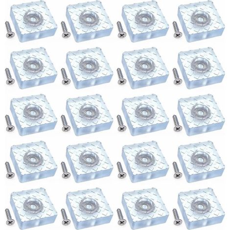 20x Antidérapant Silencieux 30mm Grand Protecteur Sol Silicone Patins de Meubles Planeurs avec vis pour Pieds canapé Table Bureau, Coussinets Chaise carrés Caoutchouc à Visser pour parquet (1/5)
