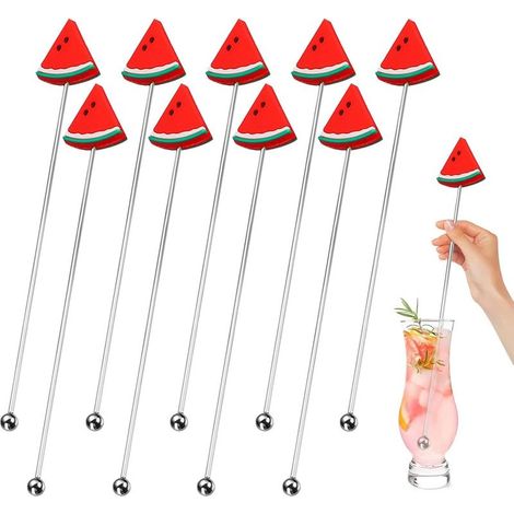 10er-Set Cocktailrührer aus Edelstahl für Getränke – Cocktailmixer – Edelstahl – mit langem Griff – Getränkemixer für Cafés und Bars (1/5)