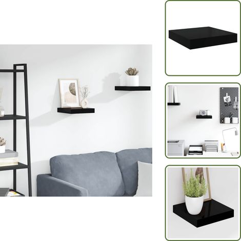 Arredamento moderno - vidaXL Scaffale a Parete Nero Lucido 23x23,5x3,8 cm in MDF - Design casa