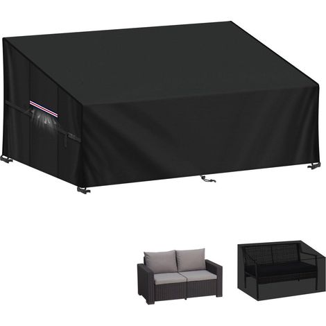 Gartenbank Abdeckung 2 Sitzer, Wasserdicht & Winddicht, 147x85x80/60cm (1/5)