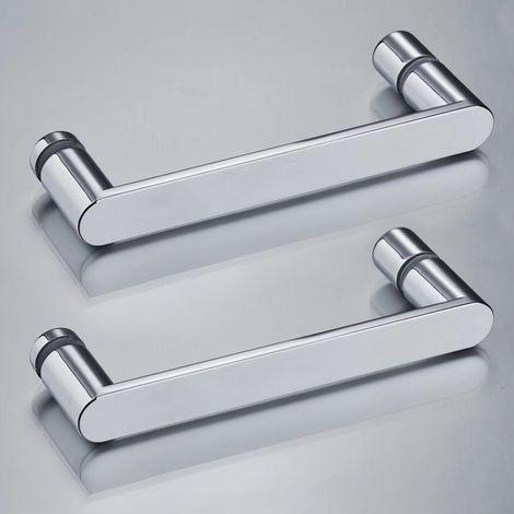 A Pair of Universal Rounded Chrome 160 mm Shower Door Handles (1/2)