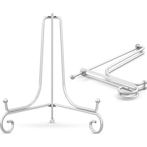 Confezione da 2 supporti espositivi triangolari in ferro battuto (25 cm), semplici supporti in metallo per decorazioni, cavalletti in ferro battuto (1/5)