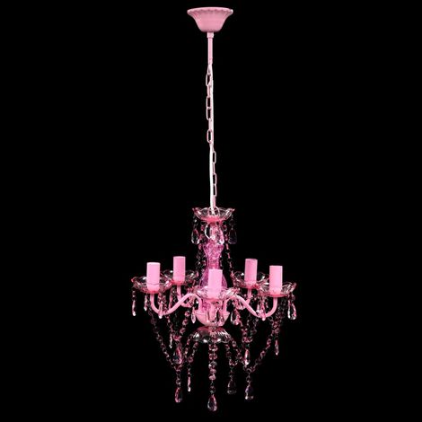 INLIFE Lustre avec 5 ampoules Crystal rose (1/5)