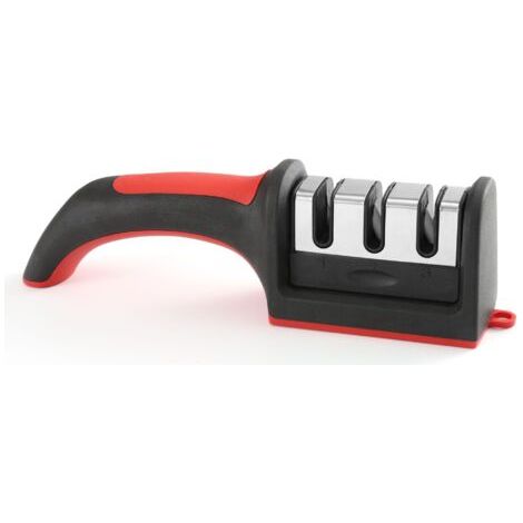 QORVA-Aiguiseurs de Couteaux 3 Étapes – Affûteurs Manuels Professionnels pour Couteaux Cuisine Inox & Céramique – Base Antidérapante, Poignée Ergonomique, Affûtage Sécurisé