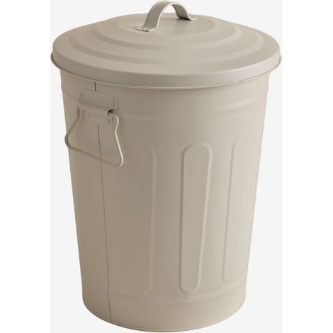 SKLUM Mülleimer mit Deckel für den Außenbereich aus verzinktem Stahl Susi Beige Tapioca (1/5)