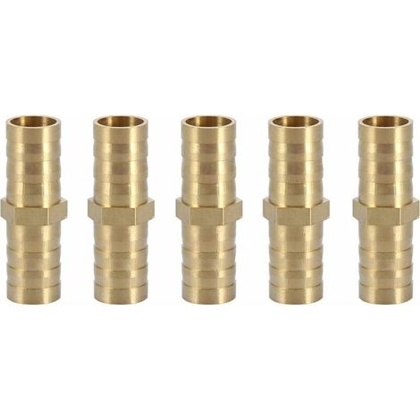 Connecteur Droit Barbelé, Adaptateur de Tuyau Droit Bidirectionnel Laiton Raccord de Tuyau Raccord de Jonction Tube Raccord 10mm(10mm 5pcs)