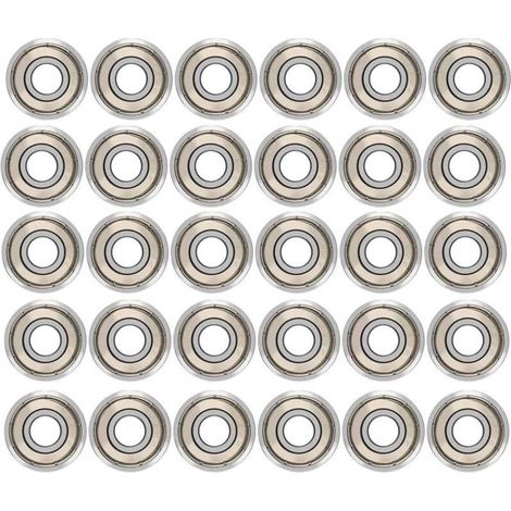 Lot de 30 roulements à billes 608ZZ – Acier au carbone – Diamètre extérieur 22mm, intérieur 8mm, épaisseur 7mm – Faible bruit, haute vitesse (1/5)