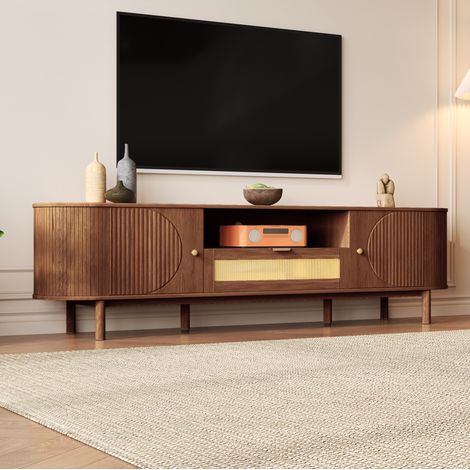 Mueble TV con almacenaje MDF nogal 175 cm 2 piezas OKMYHOME (1/5)