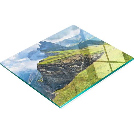 Planche à découper décorative en verre, motif chaîne montagne, 60 x 52 cm (1/5)