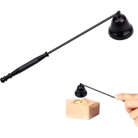 Extincteur en forme de cloche - Extincteur à long manche - Pour éteindre la flamme des bougies en toute sécurité - Convient à la plupart des bougies - Accessoires de fête pour bougies - Noir (1/5)
