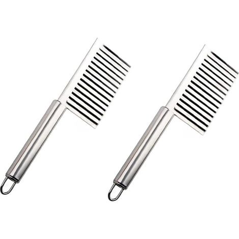 2 Pièces Wave Cutter, Coupe-Pommes de Terre, Chipper de Pommes de Terre,Coupe-Frites de Pommes de Terre, Couteaux à Hacher pour Couper Les Légumes de Pommes de Terre Fruits (1/5)