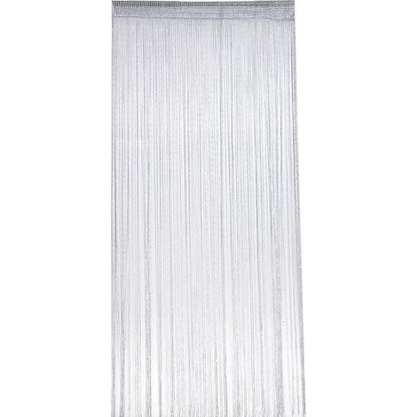 Moustiquaire de porte, 100 x 200 cm, polyester, gris argenté, avec paillettes, anti-mouches et fil argenté, décorative. (1/5)