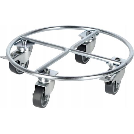 KADAX Blumenuntersatz mit Rollen, Rollbrett, Blumenbehälter, rund, 30 cm, Silber