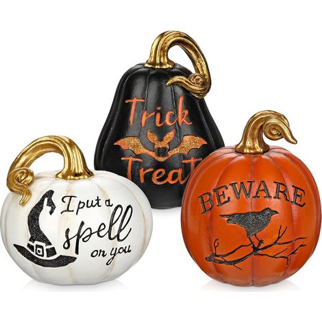 Zucca Artificiali Set da 3 Pezzi Decorazione Autunnale Halloween (1/5)