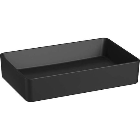 Jika Cubito Pure - Lavabo da appoggio, 60x38 cm, senza troppopieno, nero opaco H8184277161121 (1/2)
