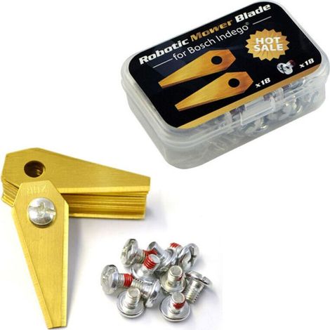 30x lames en titane pour robot de tonte Indego de Bosch - lames de rechange ultra coupantes avec 30 vis - lames de tonte adaptées aux robots de tonte Bosch, s400, s350, s500 (1/4)