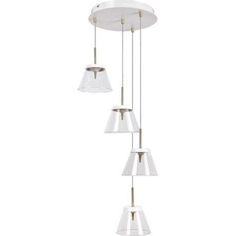 Suspension Rabalux Aviana LED 24W Ø39 blanc métal verre