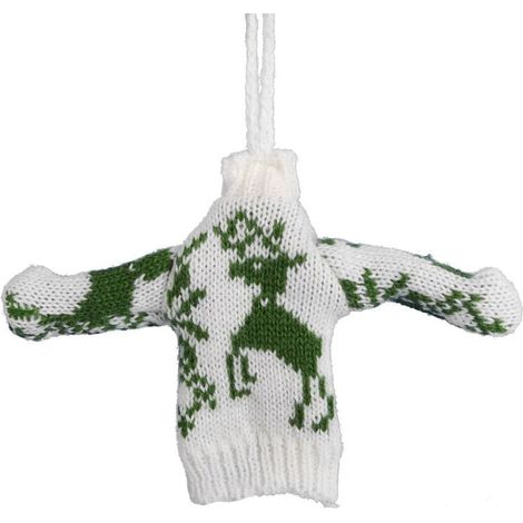 Decoración navideña, colgante, suéter de tela, 13 cm, verde (1/2)