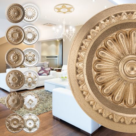 Rosette en polystyrène - décor intérieur, stuc plafond et mur EPS - or: R-15 - Ø 34cm, grand gold
