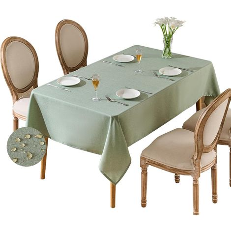 Nappe rectangulaire Toile cirée, 80 x 120 cm, Lavable, Résistant aux éclaboussures et Anti-Taches, Toile cirée rectangulaire Aspect Lin pour Mariage, Anniversaire, fête (1/5)