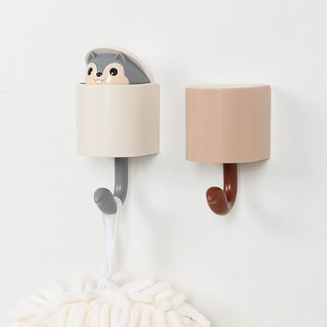 Filiyano-Lot de 2 crochets muraux créatifs en forme d'écureuil, porte-clés, crochets muraux mignons pour suspendre les vêtements des enfants, crochets (1/5)