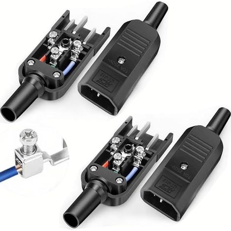 IEC 320 C14 AC Plug Adapter IEC C14 3 Pin Plug (Black) (1/5)