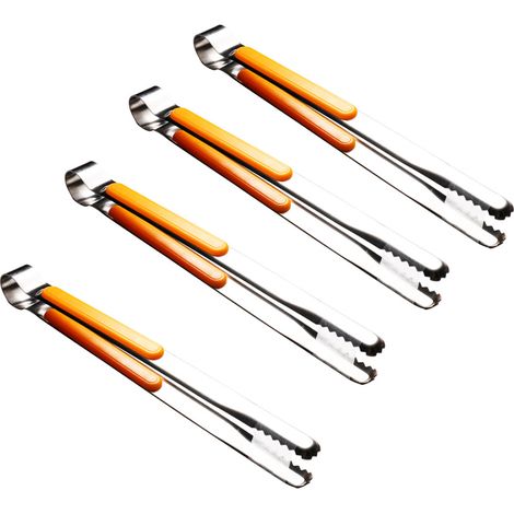 Pince de cuisine en acier inoxydable, pince de service pour la cuisson, pince alimentaire en métal avec poignée ergonomique antidérapante (jaune) (1/5)