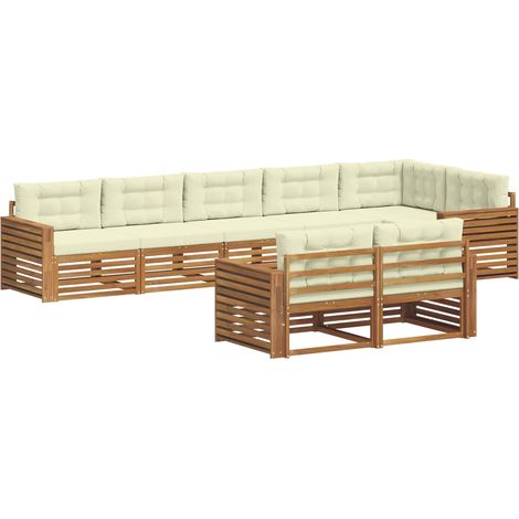 Conjunto de sofás de exterior con cojín 8 pcs Natural y Crema vidaXL (1/5)