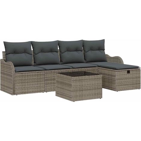 Maison Exclusive - Set Divano da Giardino con cuscino 6 pcs Grigio polyrattan