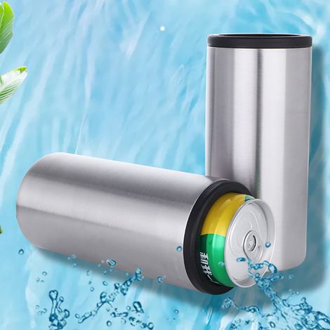 Refroidisseur de canettes isotherme 4 en 1, porte-bières à double paroi en acier inoxydable pour bouteilles de bière de 355 ml (12 oz) (1/5)