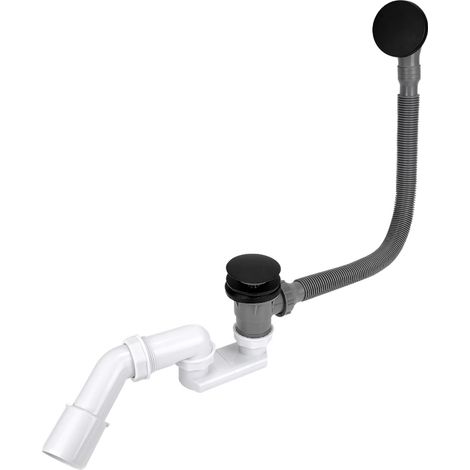 Badewannensiphon mit Klick-Klack-Verschluss und Überlaufrohr, schwarz (1/3)