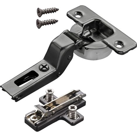 2 x Salice Topfband Serie 700 Titanium anthrazit mit Dämpfungssystem im Topf 110° T48 Innenanschlag inkl. Kreuz-Montageplatte Höhe 3 mm mit Exzenterverstellung Topfscharnier von SOTECH (1/5)