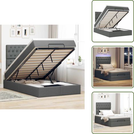 Coprimaterasso - vidaXL Struttura Letto Pouf con Materasso 120x200 cm in Tessuto - Luci a LED