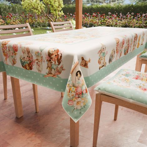 Nappe Anti-Taches Rectangulaire (140 x 180 cm) Couvre-Table de Cuisine, Motif Dolly, X6 Places, 100% fabriquée en Italie (1/4)