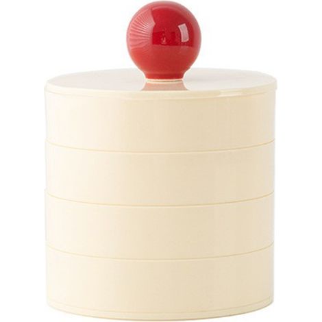 Boîte de rangement pour bijoux rotative 4 étages avec couvercle 安德在线 Blanc Rouge - Boîte de rangement pour objets personnels dans dressing ou chambre (1/5)